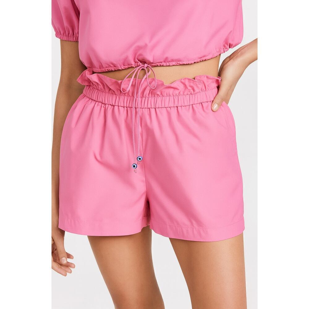 Staud Caterina Paperbag Shorts Pink Wild Orchid Medium Nylon